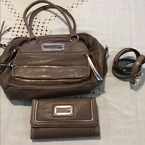Guess Mocha Satchel with matching wallet